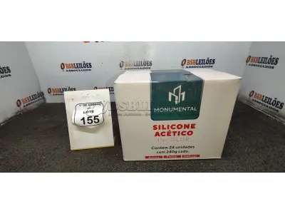 01 CAIXA COM 24 SILICONES ACÉTICO INCOLOR DE 240G CADA MARCA MONUMENTAL. (NO ESTADO) ATENÇÃO! FAZER A VISITAÇÃO ANTES DE ARREMATAR, NÃO SABEMOS SE FUNCIONA, LEILÃO NÃO TEM GARANTIA E NEM DEVOLUÇÃO, SUJEITO A POSSÍVEIS AVARIAS VISÍVEIS/OCULTAS E/OU AUSÊNCIA DE COMPONENTES.