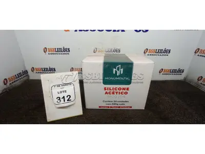 01 CAIXA COM 24 SILICONES ACÉTICO INCOLOR DE 240G CADA MARCA MONUMENTAL. (NO ESTADO) ATENÇÃO! FAZER A VISITAÇÃO ANTES DE ARREMATAR, NÃO SABEMOS SE FUNCIONA, LEILÃO NÃO TEM GARANTIA E NEM DEVOLUÇÃO, SUJEITO A POSSÍVEIS AVARIAS VISÍVEIS/OCULTAS E/OU AUSÊNCIA DE COMPONENTES.