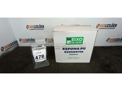 01 CAIXA COM 12 ESPUMAS PU EXPANSIVA DE 500ML CADA MARCA EIXO NOBRE. (NO ESTADO) ATENÇÃO! FAZER A VISITAÇÃO ANTES DE ARREMATAR, NÃO SABEMOS SE FUNCIONA, LEILÃO NÃO TEM GARANTIA E NEM DEVOLUÇÃO, SUJEITO A POSSÍVEIS AVARIAS VISÍVEIS/OCULTAS E/OU AUSÊNCIA DE COMPONENTES.