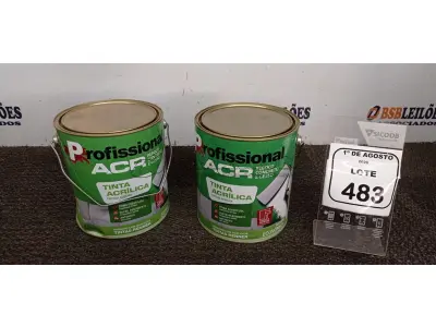 02 LATAS DE TINTA ACRÍLICA DE 3,6L NA COR LUAR DO SERTÃO FOSCO MARCA PROFISSIONAL ACR. (NO ESTADO) ATENÇÃO! FAZER A VISITAÇÃO ANTES DE ARREMATAR, NÃO SABEMOS SE FUNCIONA, LEILÃO NÃO TEM GARANTIA E NEM DEVOLUÇÃO, SUJEITO A POSSÍVEIS AVARIAS VISÍVEIS/OCULTAS E/OU AUSÊNCIA DE COMPONENTES.