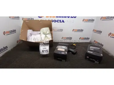 02 IMPRESSORAS TÉRMICAS E 01 CAIXA COM GRANDE QUANTIDADE DE CD VIRGEM MARCA MAXPRINT