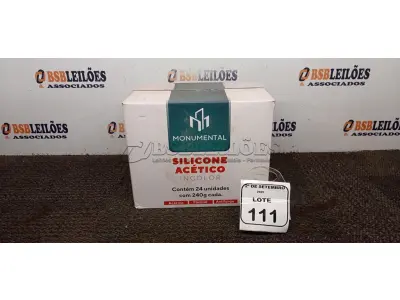 12 UNIDADES DE SILICONE ACÉTICO INCOLOR DE 240G CADA MARCA MONUMENTAL. (NO ESTADO) ATENÇÃO! FAZER A VISITAÇÃO ANTES DE ARREMATAR, NÃO SABEMOS SE FUNCIONA, LEILÃO NÃO TEM GARANTIA E NEM DEVOLUÇÃO, SUJEITO A POSSÍVEIS AVARIAS VISÍVEIS/OCULTAS E/OU AUSÊNCIA DE COMPONENTES.