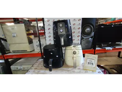 03 AIR FRYERS DE MARCAS E MODELOS DIVERSOS. (NO ESTADO) ATENÇÃO! FAZER A VISITAÇÃO ANTES DE ARREMATAR, NÃO SABEMOS SE FUNCIONA, LEILÃO NÃO TEM GARANTIA E NEM DEVOLUÇÃO, SUJEITO A POSSÍVEIS AVARIAS VISÍVEIS/OCULTAS E/OU AUSÊNCIA DE COMPONENTES.