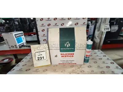 12 UNIDADES DE SILICONE ACÉTICO INCOLOR DE 240G CADA MARCA MONUMENTAL. (NO ESTADO) ATENÇÃO! FAZER A VISITAÇÃO ANTES DE ARREMATAR, NÃO SABEMOS SE FUNCIONA, LEILÃO NÃO TEM GARANTIA E NEM DEVOLUÇÃO, SUJEITO A POSSÍVEIS AVARIAS VISÍVEIS/OCULTAS E/OU AUSÊNCIA DE COMPONENTES.