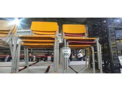 06 CADEIRAS INFANTIS NA COR AMARELA. (NO ESTADO) ATENÇÃO! FAZER A VISITAÇÃO ANTES DE ARREMATAR, NÃO SABEMOS SE FUNCIONA, LEILÃO NÃO TEM GARANTIA E NEM DEVOLUÇÃO, SUJEITO A POSSÍVEIS AVARIAS VISÍVEIS/OCULTAS E/OU AUSÊNCIA DE COMPONENTES.