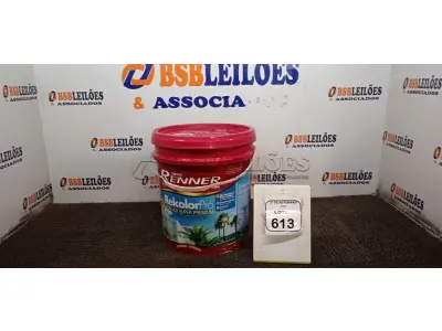 01 BALDE DE TINTA DE ACRÍLICA SUPER PREMIUM 16L NA COR BASE MÉDIA SEMIBRILHO MARCA RENNER.  (NO ESTADO) ATENÇÃO! FAZER A VISITAÇÃO ANTES DE ARREMATAR, NÃO SABEMOS SE FUNCIONA, LEILÃO NÃO TEM GARANTIA E NEM DEVOLUÇÃO, SUJEITO A POSSÍVEIS AVARIAS VISÍVEIS/OCULTAS E/OU AUSÊNCIA DE COMPONENTES.