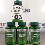 LOTE 103 - 04 FRASCOS DE MAGNÉSIO QUELATO MACROPHYTUS 450MG COM 30 CAPSULAS CADA. (NO ESTADO, LEILÃO NÃO TEM GARANTIA E NEM DEVOLUÇÃO, SUJEITO A POSSÍVEIS AVARIAS VISÍVEIS/OCULTAS E/OU AUSÊNCIA DE COMPONENTES).