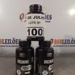 LOTE 100 - 03 FRASCOS DE ARGININA DUOM 500MG COM 120 CAPSULAS CADA. (NO ESTADO, LEILÃO NÃO TEM GARANTIA E NEM DEVOLUÇÃO, SUJEITO A POSSÍVEIS AVARIAS VISÍVEIS/OCULTAS E/OU AUSÊNCIA DE COMPONENTES).