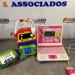 LOTE 469 - 01 JOGO LEAPSTER, 01 NOTEBOOK DA BARBIE E 01 SOM MEU PRIMEIRO GRADIENTE. (NO ESTADO, LEILÃO NÃO TEM GARANTIA E NEM DEVOLUÇÃO, SUJEITO A POSSÍVEIS AVARIAS VISÍVEIS/OCULTAS E/OU AUSÊNCIA DE COMPONENTES).