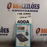 LOTE 400 - 01 POWER BANK 5.000MHA. (NO ESTADO, LEILÃO NÃO TEM GARANTIA E NEM DEVOLUÇÃO, SUJEITO A POSSÍVEIS AVARIAS VISÍVEIS/OCULTAS E/OU AUSÊNCIA DE COMPONENTES).