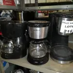 LOTE 216 - 5 CAFETEIRAS (NO ESTADO SEM GARANTIA DE FUNCIONAMENTO, SUJEITO A POSSÍVEIS AVARIAS VISÍVEIS/OCULTAS E/OU AUSÊNCIA DE COMPONENTES)
