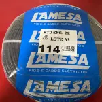 LOTE 114 - 01 ROLO DE CABO FLEXÍVEL LAMEFLAM 6MM COM 100 METROS MARCA LAMESA COR PRETA (NOVO)(NO ESTADO)