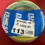 LOTE 113 - 01 ROLO DE CABO FLEXÍVEL LAMEFLAM 2.5MM COM 100 METROS MARCA LAMESA VERDE/AMARELO (NOVO)(NO ESTADO)