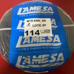 LOTE 114 - 01 ROLO DE CABO FLEXÍVEL LAMEFLAM 6MM COM 100 METROS MARCA LAMESA COR PRETA (NOVO)(NO ESTADO)