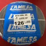 LOTE 126 - 01 ROLO DE CABO FLEXÍVEL LAMEFLAM 6MM COM 100 METROS MARCA LAMESA COR PRETA (NOVO)(NO ESTADO)