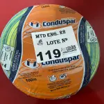 LOTE 119 - 01 ROLO DE CABO FLEXPAR 750V 2.5MM 100 METROS VERDE/AMARELO MARCA CONDUSPAR (NOVO) (NO ESTADO)