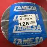 LOTE 126 - 01 ROLO DE CABO FLEXÍVEL LAMEFLAM 6MM COM 100 METROS MARCA LAMESA COR PRETA (NOVO)(NO ESTADO)