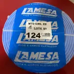 LOTE 124 - 01 ROLO DE CABO FLEXÍVEL LAMEFLAM 6MM COM 100 METROS MARCA LAMESA  COR AZUL(NOVO)(NO ESTADO)