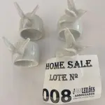 LOTE 008 - 04 PORTAS GUARDANAPOS EM LOUÇA COM ADORNO DE PÁSSARO. (NO ESTADO DE CONSERVAÇÃO QUE SE ENCONTRA)