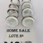 LOTE 012 -  06 PORTAS GUARDANAPOS REDONDOS EM LOUÇA COM DETALHE EM PLATINA. (NO ESTADO DE CONSERVAÇÃO QUE SE ENCONTRA)