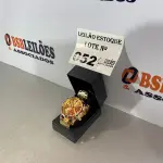 LOTE 052 - 01 RELÓGIO DOURADO COM BRANCO (NO ESTADO, NÃO SABEMOS SE FUNCIONA. LEILÃO NÃO TEM GARANTIA E NEM DEVOLUÇÃO)