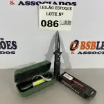 LOTE 086 - 01 KIT LANTERNA TÁTICA MILITAR + CANIVETE SEMI AUTOMÁTICO (NO ESTADO, NÃO SABEMOS SE FUNCIONA. LEILÃO NÃO TEM GARANTIA E NEM DEVOLUÇÃO)