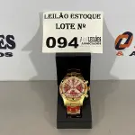 LOTE 094 - 01 RELÓGIO DOURADO METÁLICO (NO ESTADO, NÃO SABEMOS SE FUNCIONA. LEILÃO NÃO TEM GARANTIA E NEM DEVOLUÇÃO)