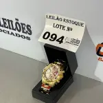 LOTE 094 - 01 RELÓGIO DOURADO METÁLICO (NO ESTADO, NÃO SABEMOS SE FUNCIONA. LEILÃO NÃO TEM GARANTIA E NEM DEVOLUÇÃO)