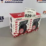 LOTE 029 - 02 CAIXAS DE SOM BLUETOOTH COM SUPORTE PARA CELULAR