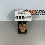 LOTE 089 - 01 RELÓGIO DOURADO (NO ESTADO, NÃO SABEMOS SE FUNCIONA. LEILÃO NÃO TEM GARANTIA E NEM DEVOLUÇÃO)