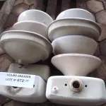 LOTE 072 - 07 PIAS PARA LAVATÓRIO E 02 CAIXAS ACOPLADAS (NO ESTADO, NÃO SABEMOS SE FUNCIONA. LEILÃO NÃO TEM GARANTIA E NEM DEVOLUÇÃO).