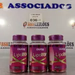 LOTE 036 - 03 FRASCOS DE LIPO TOP DUOM 60 CAPSULAS CADA. (NO ESTADO, LEILÃO NÃO TEM GARANTIA E NEM DEVOLUÇÃO, SUJEITO A POSSÍVEIS AVARIAS VISÍVEIS/OCULTAS E/OU AUSÊNCIA DE COMPONENTES).