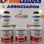 LOTE 083 - 02 FRASCOS DE ÓLEO DE PEIXE OMEGA3 DUOM 120 CAPSULAS E 03 FRASCOS DE COLÁGENO TIPO 1 E 2 EM PÓ SABOR MORANGO 200G. (NO ESTADO, LEILÃO NÃO TEM GARANTIA E NEM DEVOLUÇÃO, SUJEITO A POSSÍVEIS AVARIAS VISÍVEIS/OCULTAS E/OU AUSÊNCIA DE COMPONENTES).