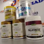 LOTE 069 - 02 POTES DE LEVEDURA NUTRICIONAL VEGAN WAY 200G SABOR MANTEIGA, 01 COLÁGENO DUOM HIDROLISADO EM PÓ SABOR ABACAXI, GLUTAMINA 100% IMUNO (NUTRATA 300G) E 01 PALATINOSE VEGAN WAY 495G. (NO ESTADO, LEILÃO NÃO TEM GARANTIA E NEM DEVOLUÇÃO, SUJEITO A POSSÍVEIS AVARIAS VISÍVEIS/OCULTAS E/OU AUSÊNCIA DE COMPONENTES).