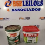 LOTE 205 - 02 GALÕES DE TINTA ACRÍLICA NAS CORES BRANCO GELO E VERDE LIMÃO. (NO ESTADO, LEILÃO NÃO TEM GARANTIA E NEM DEVOLUÇÃO, SUJEITO A POSSÍVEIS AVARIAS VISÍVEIS/OCULTAS E/OU AUSÊNCIA DE COMPONENTES).