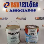 LOTE 259 - 01 GALÃO DE MASSA ACRÍLICA 6KG E 01 GALÃO DE ESMALTE A BASE D’AGUA MADEIRA E METAIS BASE ALTO BRILHO 3,2L. (NO ESTADO, LEILÃO NÃO TEM GARANTIA E NEM DEVOLUÇÃO, SUJEITO A POSSÍVEIS AVARIAS VISÍVEIS/OCULTAS E/OU AUSÊNCIA DE COMPONENTES).