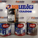 LOTE 529 - 03 GALÕES DE ESMALTE DULIT MADEIRA E METAIS NAS CORES BRILHANTE MARROM, VERDE FOLHA BRILHANTE, BRILHANTE VERMELHO 3,6L E 01 GALÃO DE RESINA ACQUA MULTIUSO IMPERMEABILIZANTE 3,6L. (NO ESTADO, LEILÃO NÃO TEM GARANTIA E NEM DEVOLUÇÃO, SUJEITO A POSSÍVEIS AVARIAS VISÍVEIS/OCULTAS E/OU AUSÊNCIA DE COMPONENTES).