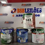 LOTE 143 - 02 GALÕES DE ESMALTE SINTÉTICO EUCALAR MADEIRA E METAIS NAS CORES BRILHANTE VERMELHO GOYA/BRILHANTE MARFIM, 01 TINTA PARA PISO FOSCO PRETO E 01 TINTA ACRÍLICA FOSCO STANDARD BRANCO NEVE TODOS 3,6L. (NO ESTADO, LEILÃO NÃO TEM GARANTIA E NEM DEVOLUÇÃO, SUJEITO A POSSÍVEIS AVARIAS VISÍVEIS/OCULTAS E/OU AUSÊNCIA DE COMPONENTES).