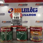 LOTE 149 - 03 GALÕES DE TINTA PARA PISO RENNER E 01 GALÃO DE RESINA ACRÍLICA PARA PEDRAS 3,6L. (NO ESTADO, LEILÃO NÃO TEM GARANTIA E NEM DEVOLUÇÃO, SUJEITO A POSSÍVEIS AVARIAS VISÍVEIS/OCULTAS E/OU AUSÊNCIA DE COMPONENTES).