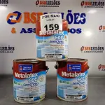 LOTE 159 - 03 GALÕES DE ESMALTE BASE D’AGUA METALATEX BASE ALTO BRILHO 3,6L. (NO ESTADO, LEILÃO NÃO TEM GARANTIA E NEM DEVOLUÇÃO, SUJEITO A POSSÍVEIS AVARIAS VISÍVEIS/OCULTAS E/OU AUSÊNCIA DE COMPONENTES).