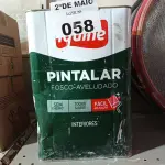LOTE 058 - 01 LATA DE TINTA IQUINE PINTALAR INTERIORES FOSCO AVELUDADO NA COR BRANCO GELO 18L. (NO ESTADO, LEILÃO NÃO TEM GARANTIA E NEM DEVOLUÇÃO, SUJEITO A POSSÍVEIS AVARIAS VISÍVEIS/OCULTAS E/OU AUSÊNCIA DE COMPONENTES).