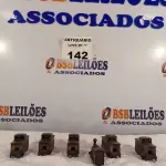 LOTE 142 - 05 APONTADORES DE METAL (LOCOMOTIVA E VAGÕES). (NO ESTADO, LEILÃO NÃO TEM GARANTIA E NEM DEVOLUÇÃO, SUJEITO A POSSÍVEIS AVARIAS VISÍVEIS/OCULTAS E/OU AUSÊNCIA DE COMPONENTES).