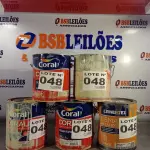 LOTE 048 - 05 – LATAS DE TINTAS (NO ESTADO, NÃO SABEMOS SE FUNCIONA. LEILÃO NÃO TEM GARANTIA E NEM DEVOLUÇÃO, SUJEITO A POSSÍVEIS AVARIAS VISÍVEIS/OCULTAS E/OU AUSÊNCIA DE COMPONENTES)