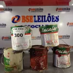 LOTE 300 - 04 GALÕES DE ESMALTE SINTÉTICO CORES DIVERSAS COM AVARIAS E 01 GALÃO DE TINTA PARA PISO 3,6L. (NO ESTADO, LEILÃO NÃO TEM GARANTIA E NEM DEVOLUÇÃO, SUJEITO A POSSÍVEIS AVARIAS VISÍVEIS/OCULTAS E/OU AUSÊNCIA DE COMPONENTES).