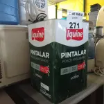 LOTE 271 - 01 LATA DE TINTA IQUINE PINTALAR INTERIORES FOSCO AVELUDADO NA COR BRANCO GELO 18L. (NO ESTADO, LEILÃO NÃO TEM GARANTIA E NEM DEVOLUÇÃO, SUJEITO A POSSÍVEIS AVARIAS VISÍVEIS/OCULTAS E/OU AUSÊNCIA DE COMPONENTES).