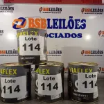 LOTE 114 - 04 - TINTAS PARA DEMARCAÇÃO VIÁRIA A BASE DE SOLVENTE 3,6 L - VIAFLEX (NO ESTADO, NÃO SABEMOS SE FUNCIONA. LEILÃO NÃO TEM GARANTIA E NEM DEVOLUÇÃO, SUJEITO A POSSÍVEIS AVARIAS VISÍVEIS/OCULTAS E/OU AUSÊNCIA DE COMPONENTES)