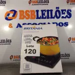 LOTE 120 - 01 - COOKTOP DE INDUÇÃO BRITÂNIA BCT01P VIDRO CERÂMICO PRETO (NO ESTADO, NÃO SABEMOS SE FUNCIONA. LEILÃO NÃO TEM GARANTIA E NEM DEVOLUÇÃO, SUJEITO A POSSÍVEIS AVARIAS VISÍVEIS/OCULTAS E/OU AUSÊNCIA DE COMPONENTES)