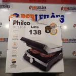 LOTE 138 - 01 - GRILL MASTER PRESS PHILCO INOX PGR04PI CHAPA 180º 220V (NO ESTADO, NÃO SABEMOS SE FUNCIONA. LEILÃO NÃO TEM GARANTIA E NEM DEVOLUÇÃO, SUJEITO A POSSÍVEIS AVARIAS VISÍVEIS/OCULTAS E/OU AUSÊNCIA DE COMPONENTES)