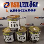LOTE 114 - 04 - TINTAS PARA DEMARCAÇÃO VIÁRIA A BASE DE SOLVENTE 3,6 L - VIAFLEX (NO ESTADO, NÃO SABEMOS SE FUNCIONA. LEILÃO NÃO TEM GARANTIA E NEM DEVOLUÇÃO, SUJEITO A POSSÍVEIS AVARIAS VISÍVEIS/OCULTAS E/OU AUSÊNCIA DE COMPONENTES)
