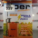LOTE 227 - 01 - PULVERIZADOR COSTAL ELÉTRICO/MANUAL 20 LITROS (NO ESTADO, NÃO SABEMOS SE FUNCIONA. LEILÃO NÃO TEM GARANTIA E NEM DEVOLUÇÃO, SUJEITO A POSSÍVEIS AVARIAS VISÍVEIS/OCULTAS E/OU AUSÊNCIA DE COMPONENTES)